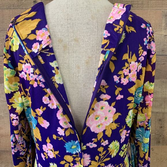 Vintage 1960s 1970s Psychedelic Boho Mod Floral Maxi Dress Tie Waist Size S/M - Picture 6 of 9